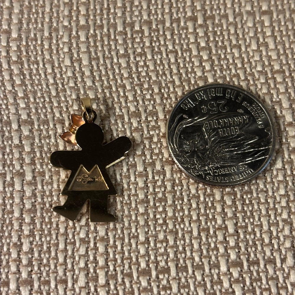 14KT Gold Girl Pendant Charm - Picture 3 of 4